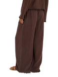 Accessorize Crinkle Wide Leg Trousers, Chocolate