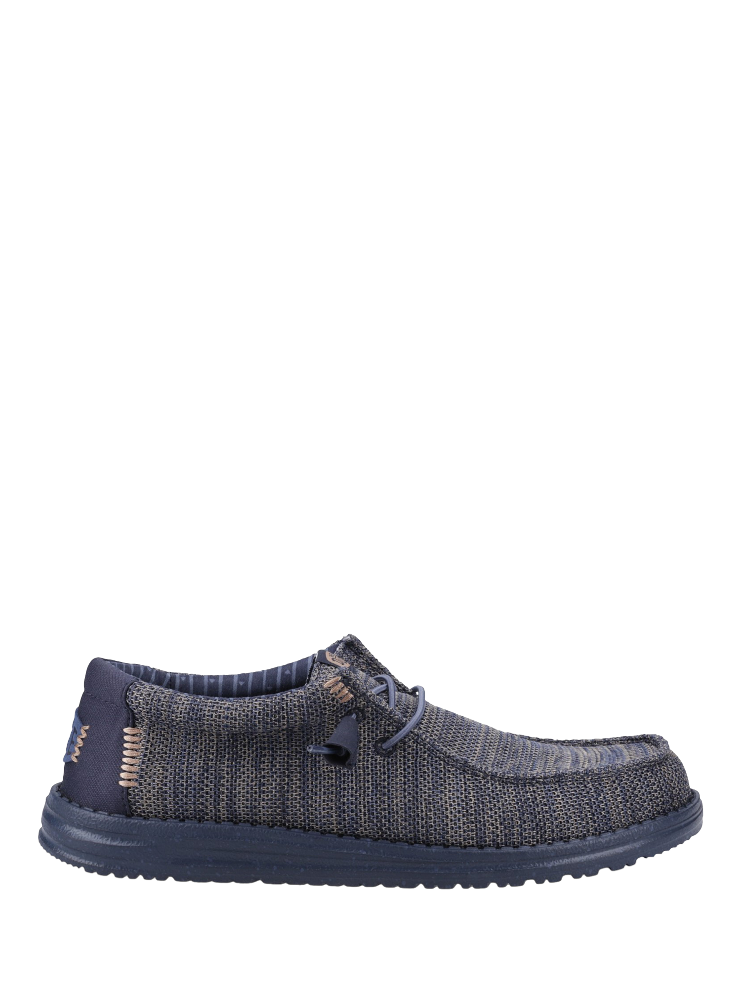 Product image 1 of 4, which shows Hey Dude Wally Stretch Mesh Boat Shoes, Navy, 7