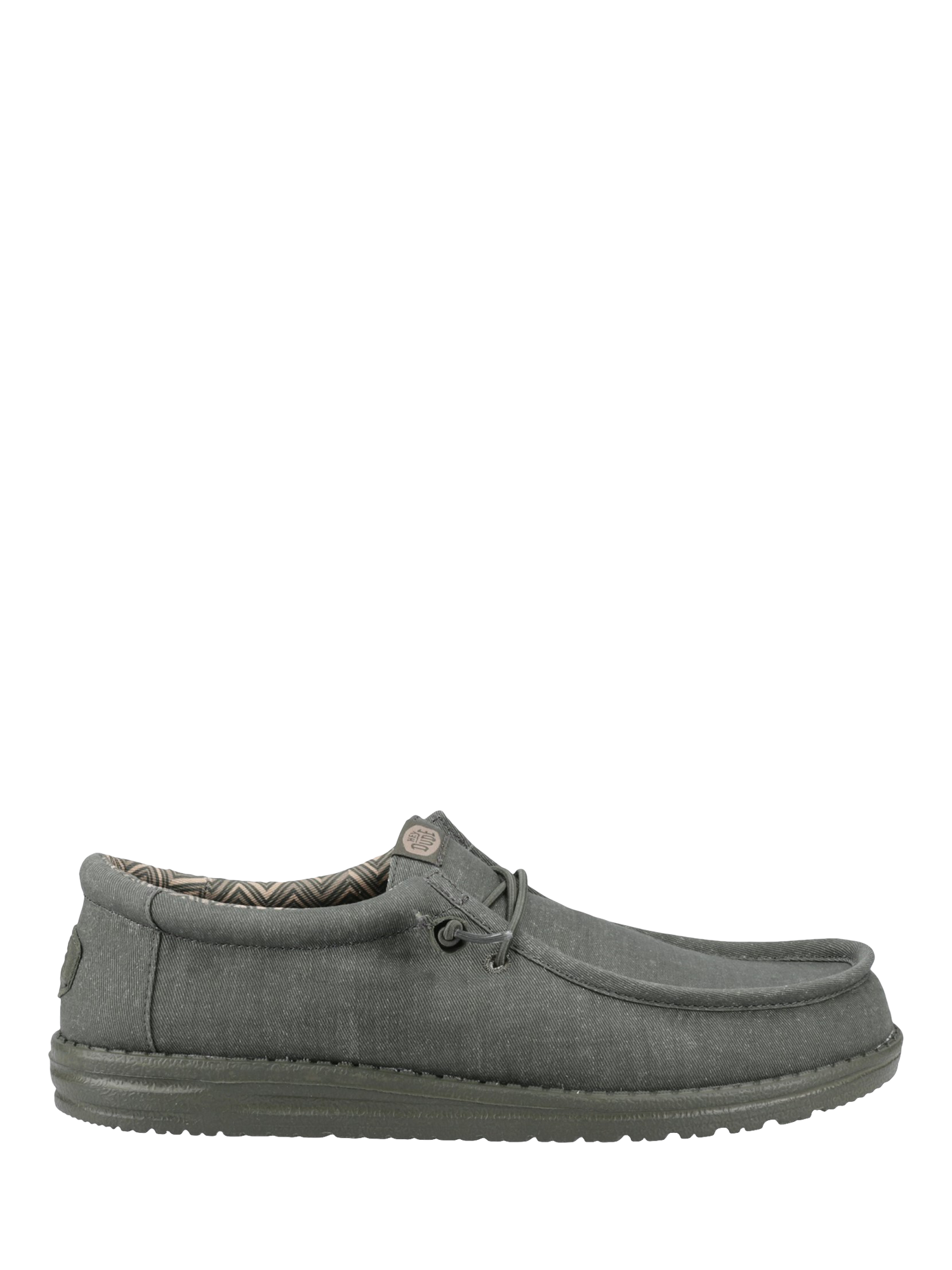 Product image 1 of 4, which shows Hey Dude Wally Stretch Canvas Boat Shoes, Green, 7