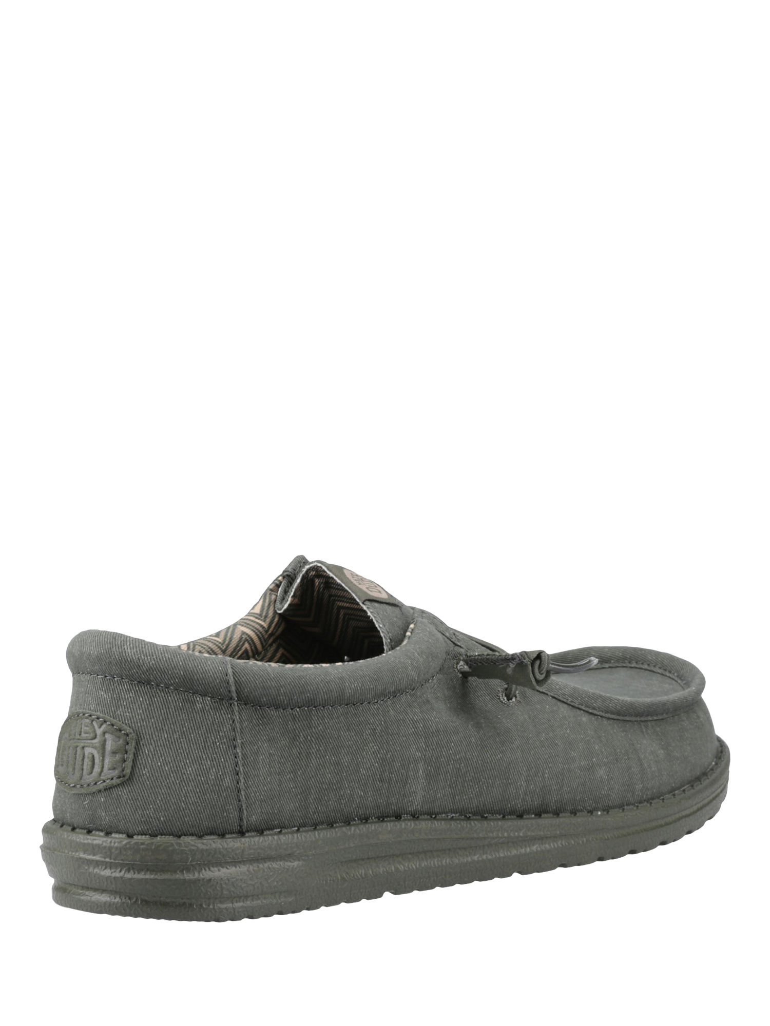 Product image 3 of 4, which shows Hey Dude Wally Stretch Canvas Boat Shoes, Green, 7