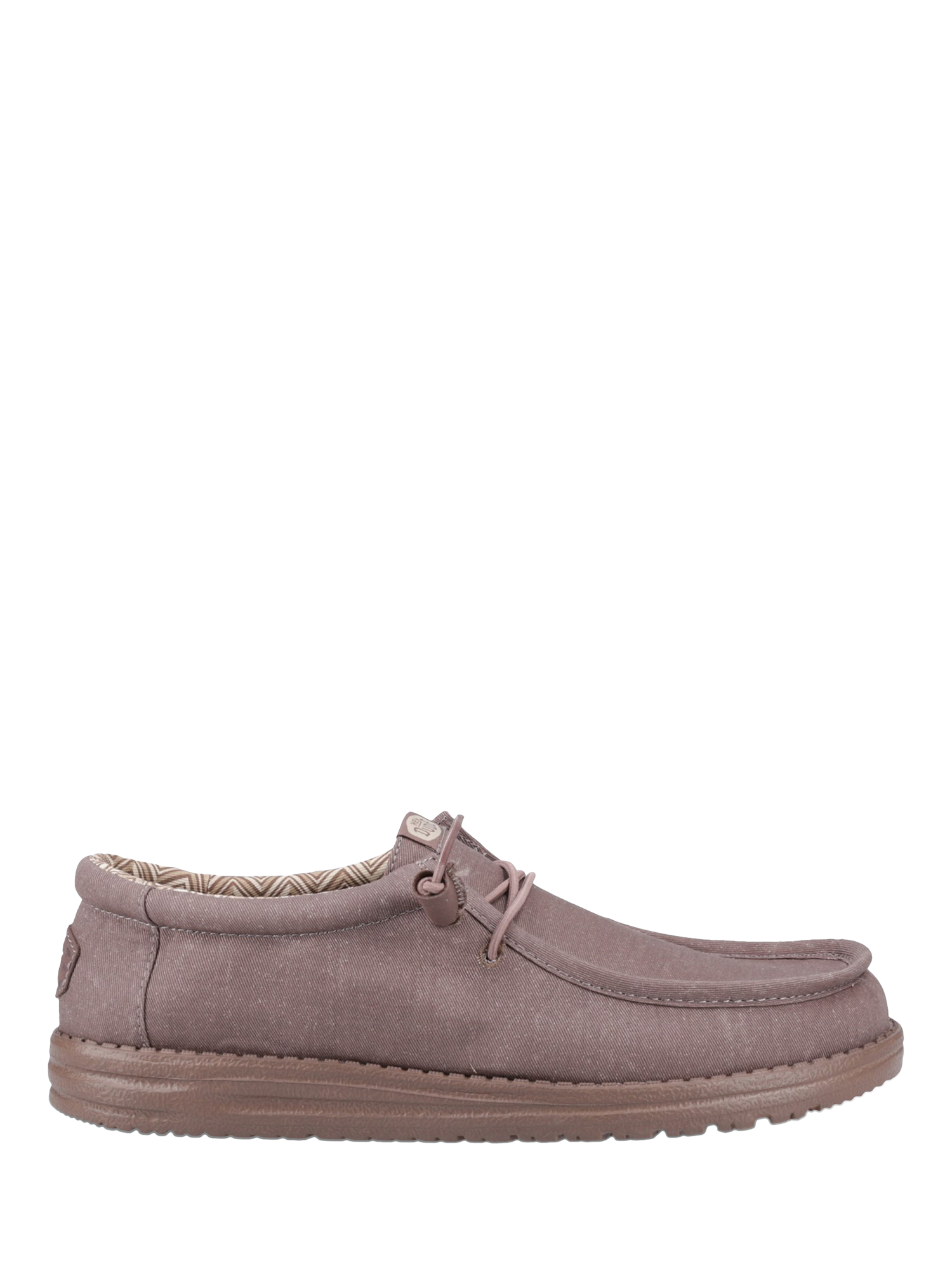Product image 1 of 4, which shows Hey Dude Wally Stretch Canvas Boat Shoes, Taupe, 7