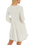 Accessorize Embroidered Flute-Sleeve Mini Dress, Ivory