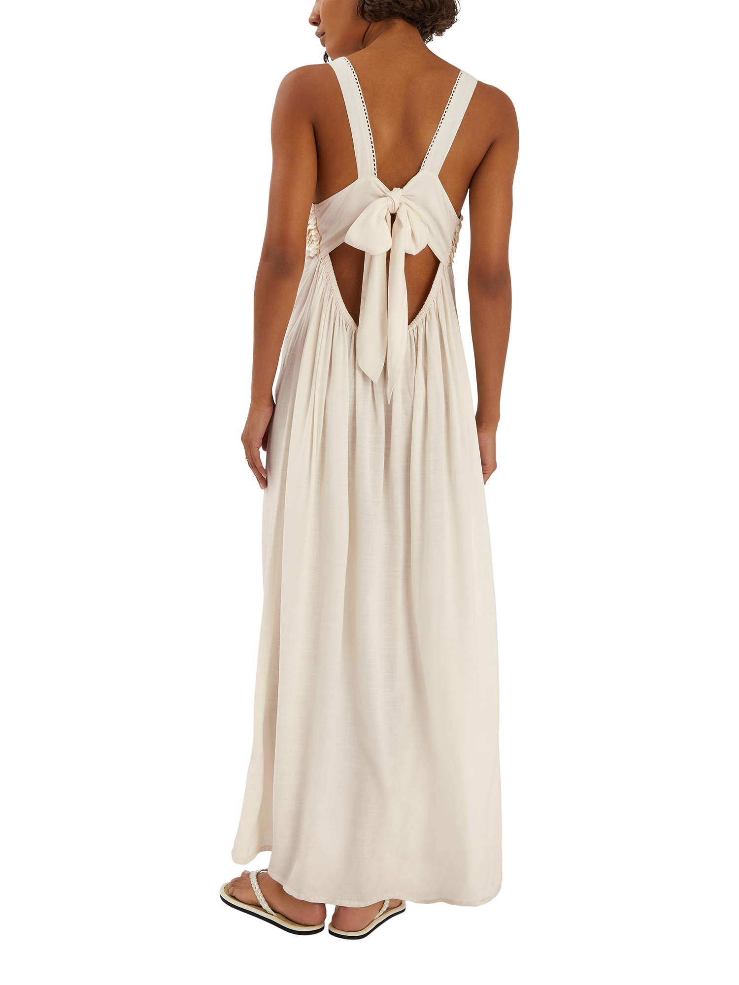 Product image 2 of 4, which shows Accessorize Sleeveless Embellished Maxi Dress, Ivory, S