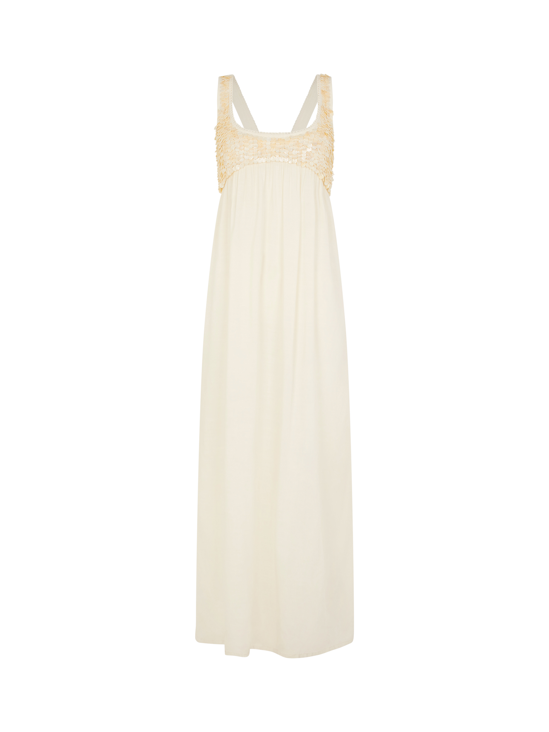 Product image 3 of 4, which shows Accessorize Sleeveless Embellished Maxi Dress, Ivory, S