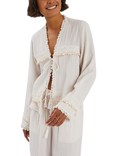 Accessorize Mirror Embellished Long Sleeve Tie Top, Ivory