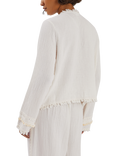 Accessorize Mirror Embellished Long Sleeve Tie Top, Ivory