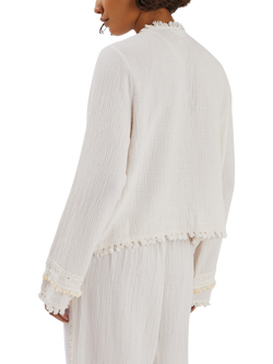 Accessorize Mirror Embellished Long Sleeve Tie Top, Ivory - view 2, Ivory