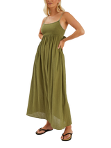Accessorize Tie-Back Sleeveless Maxi Dress, Khaki