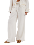 Accessorize Mirror Embellished Wide Leg Trousers, Ivory