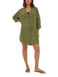 Accessorize Long Sleeve Beach Cover-Up Shirt, Khaki