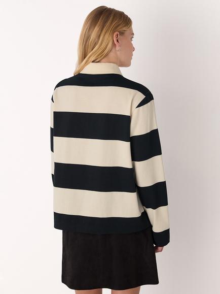 Whistles Stripe Polo Shirt, Ivory/Multi - view 2, Ivory/Multi