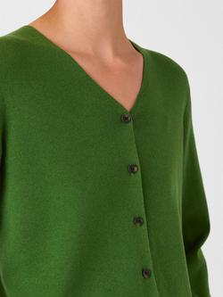 Whistles Cotton Blend Long Sleeve V Neck Cardigan - view 2, Green