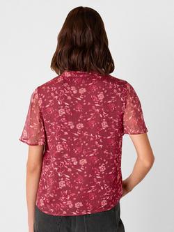 Whistles Ditsy Floral V-Neck Shirt, Burgundy/Multi - view 2, Burgundy/Multi