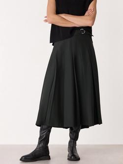Whistles Pleated Wool Blend Kilt Skirt, Black, Black