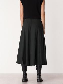 Whistles Pleated Wool Blend Kilt Skirt, Black - view 2, Black