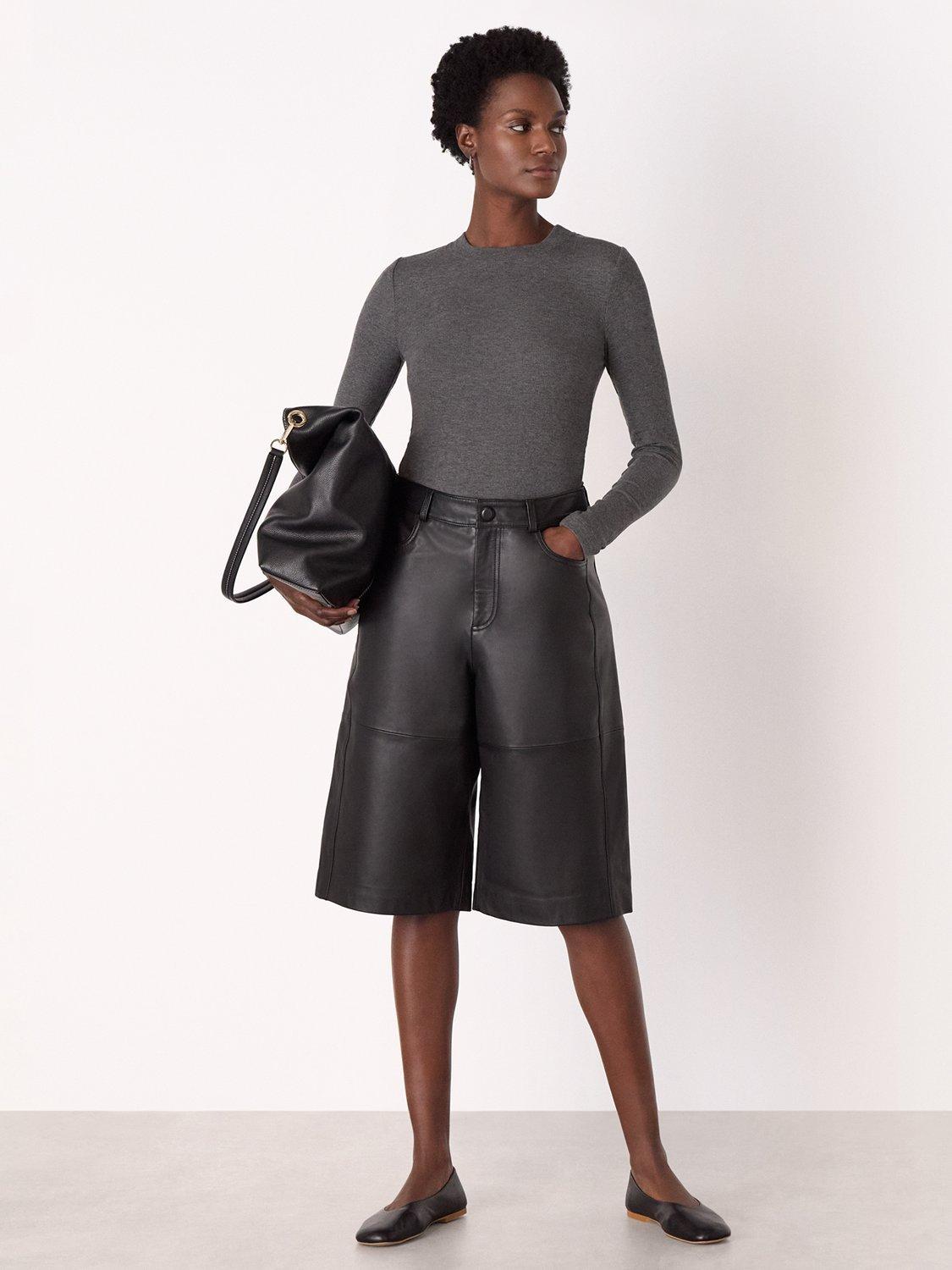 Product image 3 of 5, which shows Whistles Essential Ribbed Crew Neck Top, Dark Grey, 6