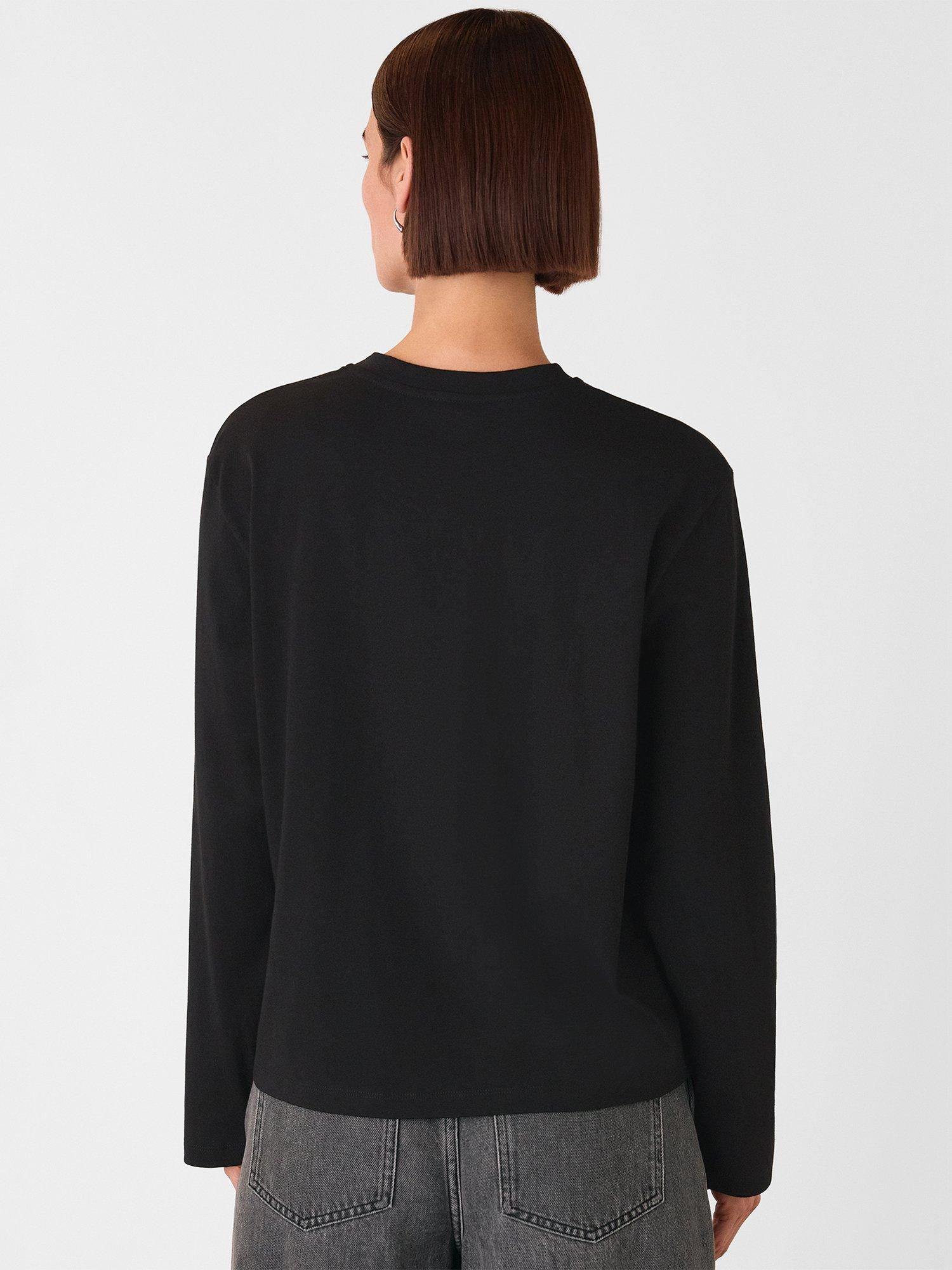 Product image 2 of 6, which shows Whistles Relaxed Long Sleeve Top, Black, XS