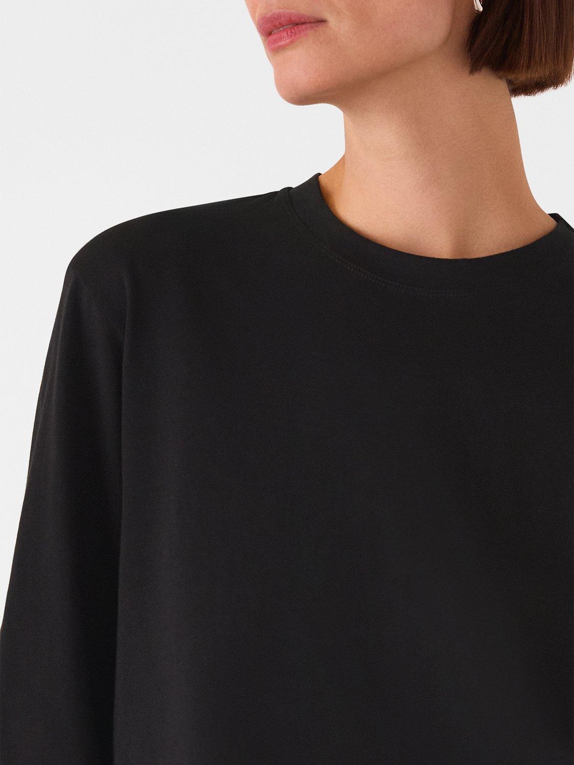 Product image 3 of 6, which shows Whistles Relaxed Long Sleeve Top, Black, XS