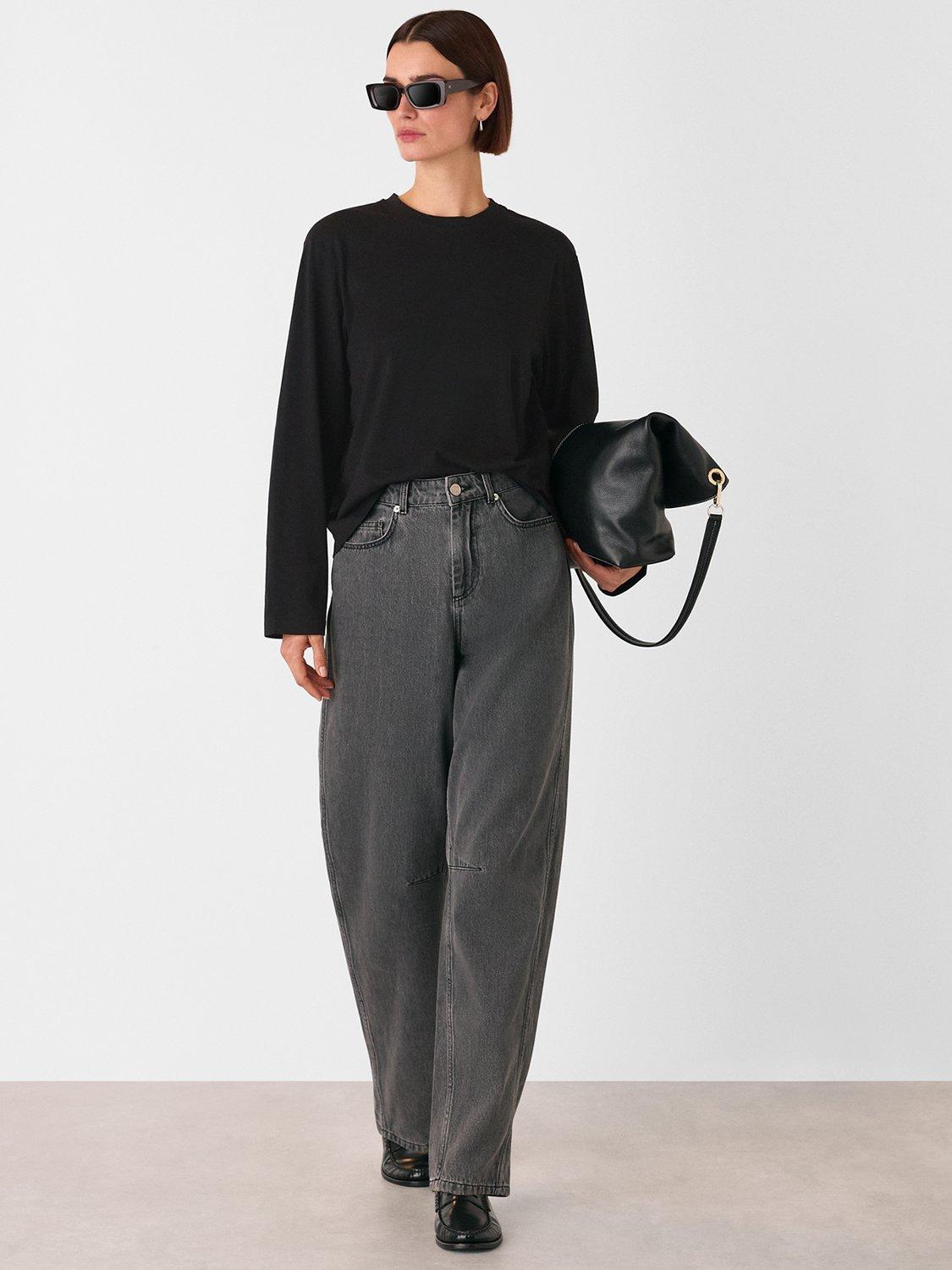 Product image 4 of 6, which shows Whistles Relaxed Long Sleeve Top, Black, XS