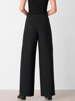 Whistles Ponte Wide Leg Mid Rise Tailored Trousers - view 2, Black
