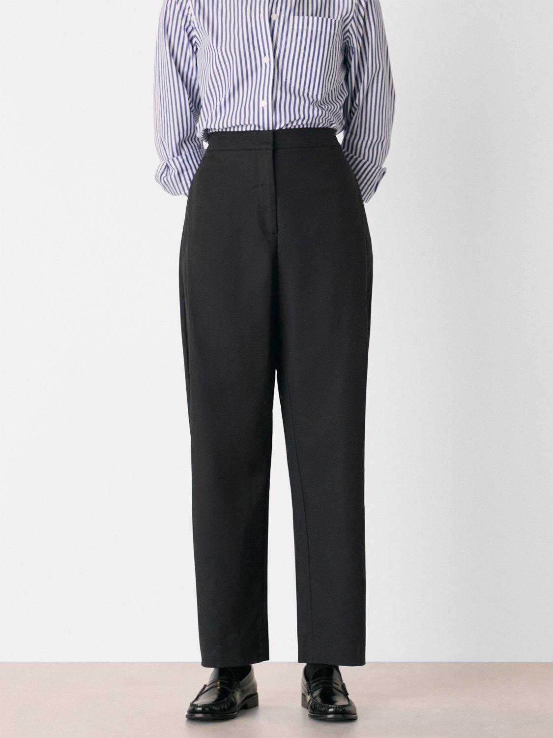 Product image 1 of 5, which shows Whistles Side Pleat Tapered Trousers, Black, 6