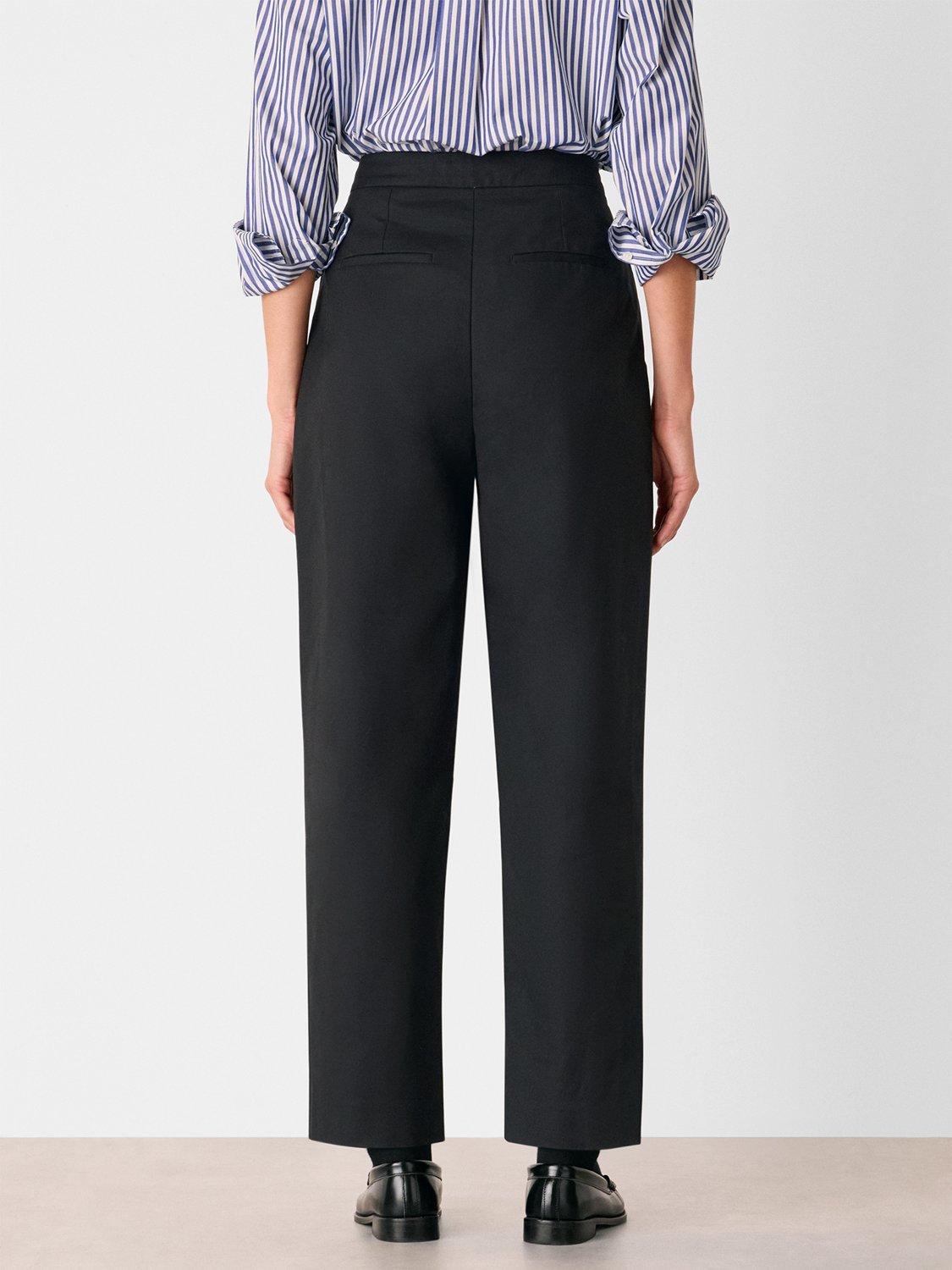 Product image 2 of 5, which shows Whistles Side Pleat Tapered Trousers, Black, 6