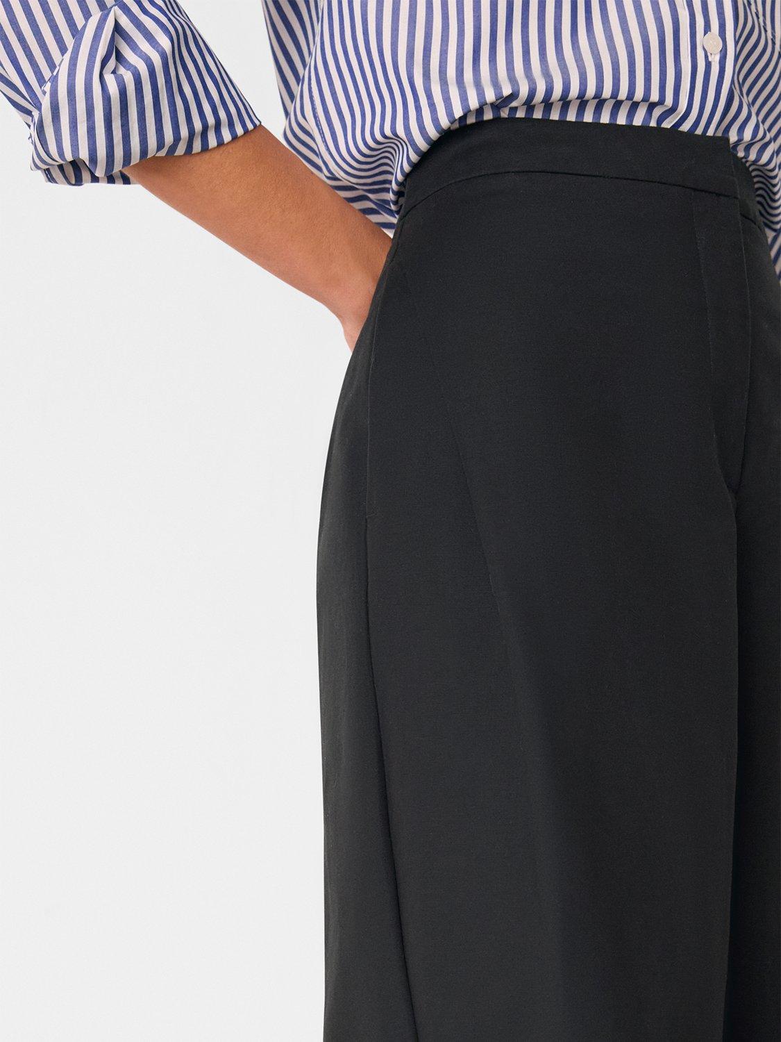 Product image 4 of 5, which shows Whistles Side Pleat Tapered Trousers, Black, 6