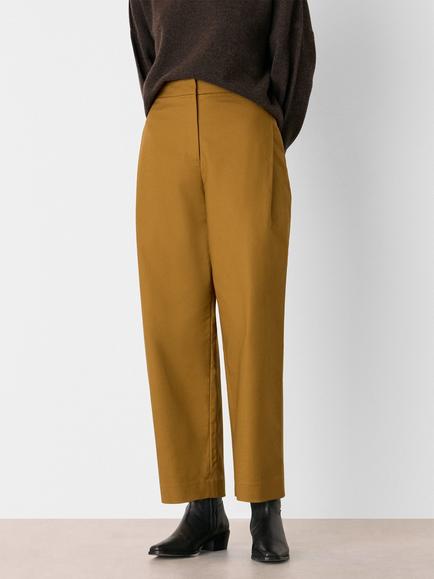 Whistles Side Pleat Tapered Trousers, Camel