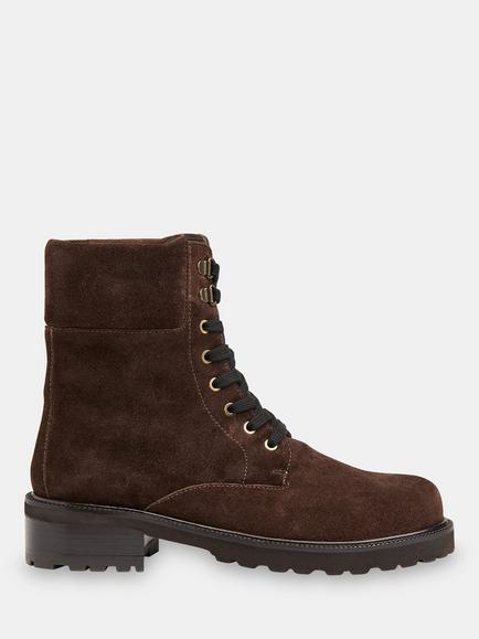 Whistles Lace Up Suede Ankle Boots, Chocolate, Chocolate