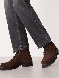 Whistles Lace Up Suede Ankle Boots, Chocolate - view 2, Chocolate