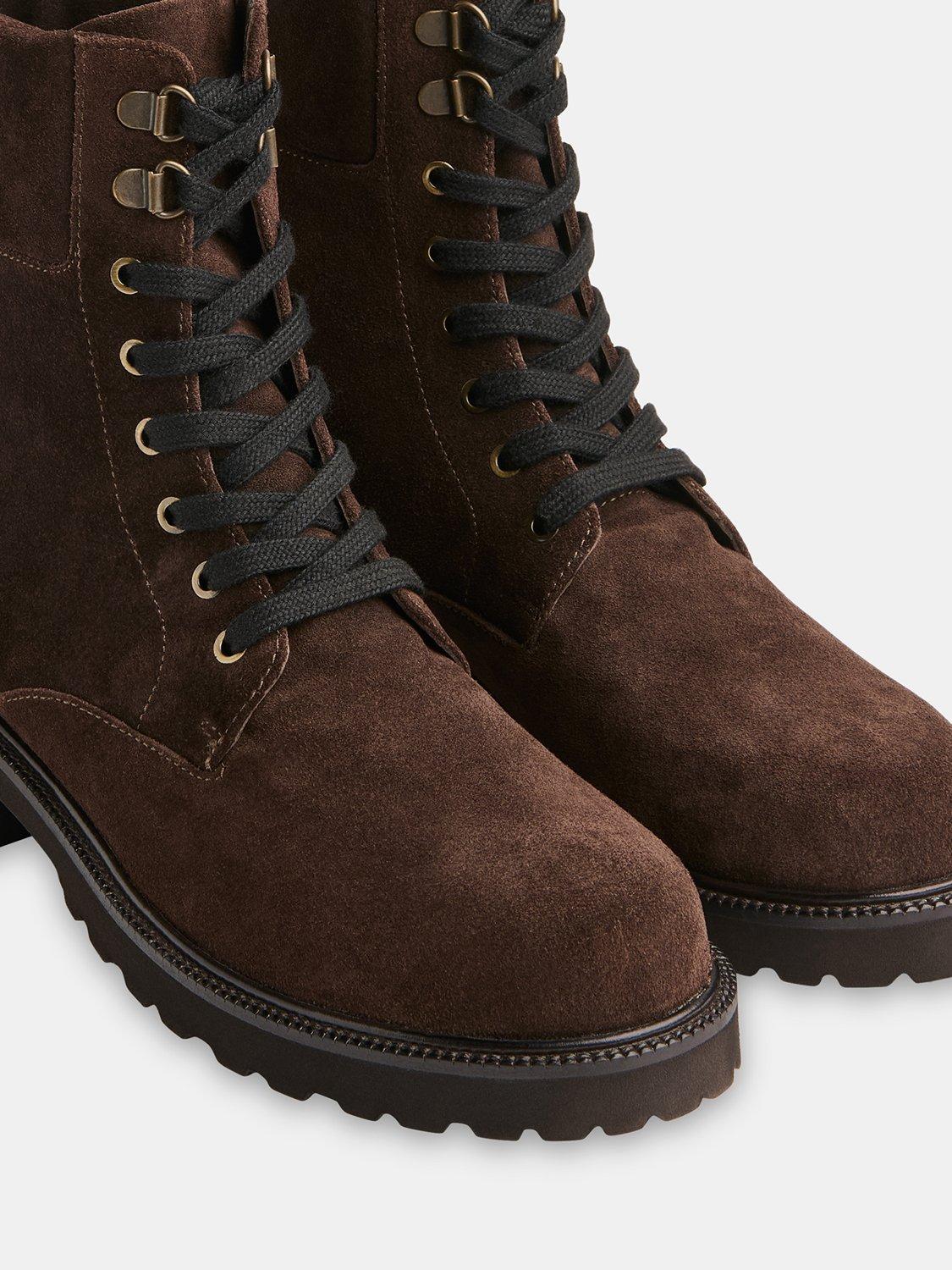 Product image 3 of 4, which shows Whistles Lace Up Suede Ankle Boots, Chocolate, 6