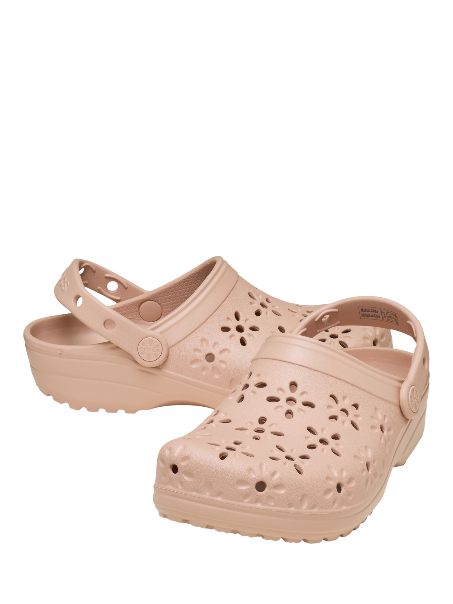 Product image 4 of 6, which shows Crocs Classic Cut Out Clogs, Pink Caramel, 3