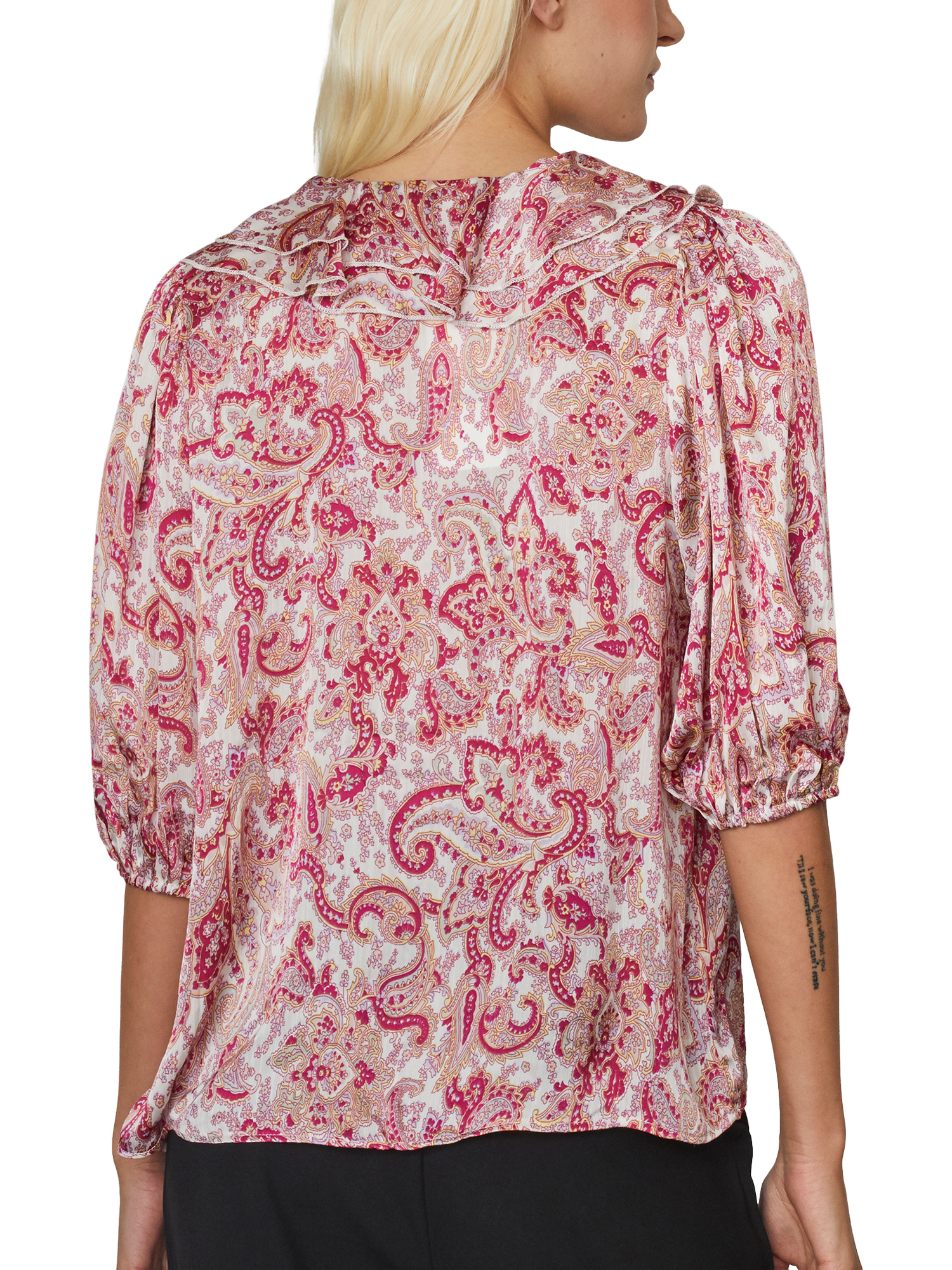 Product image 2 of 4, which shows Sisters Point Got Paisley Ruffle Top, Pink/Multi, XL