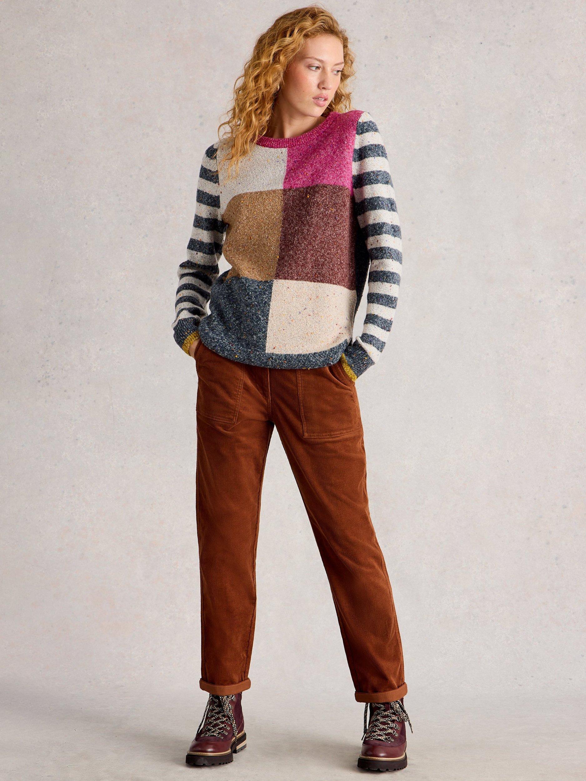 Product image 1 of 6, which shows White Stuff Twister Corduroy Trousers, Brown, 6S