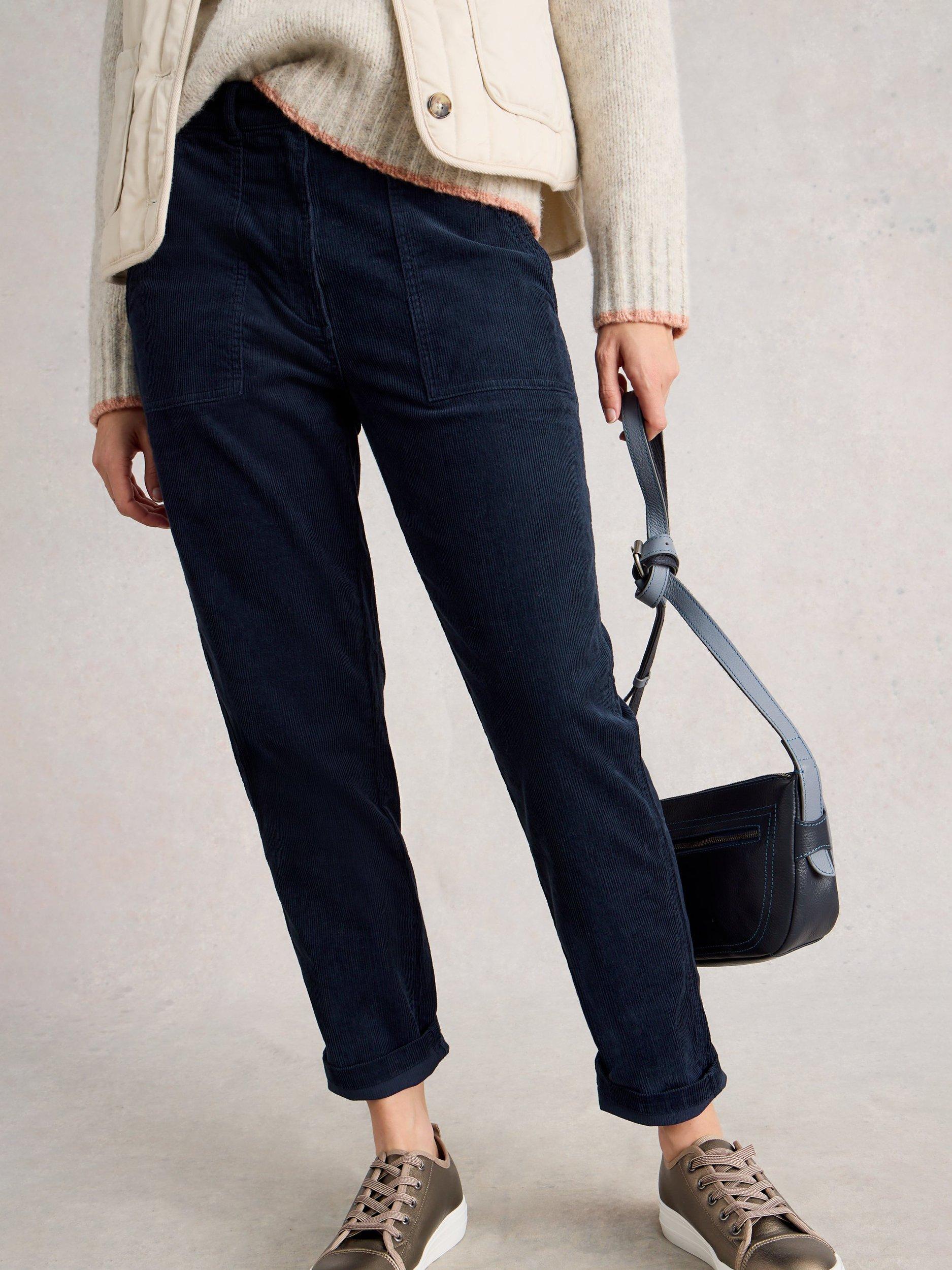 Product image 3 of 6, which shows White Stuff Twister Corduroy Trousers, Dark Navy, 6R