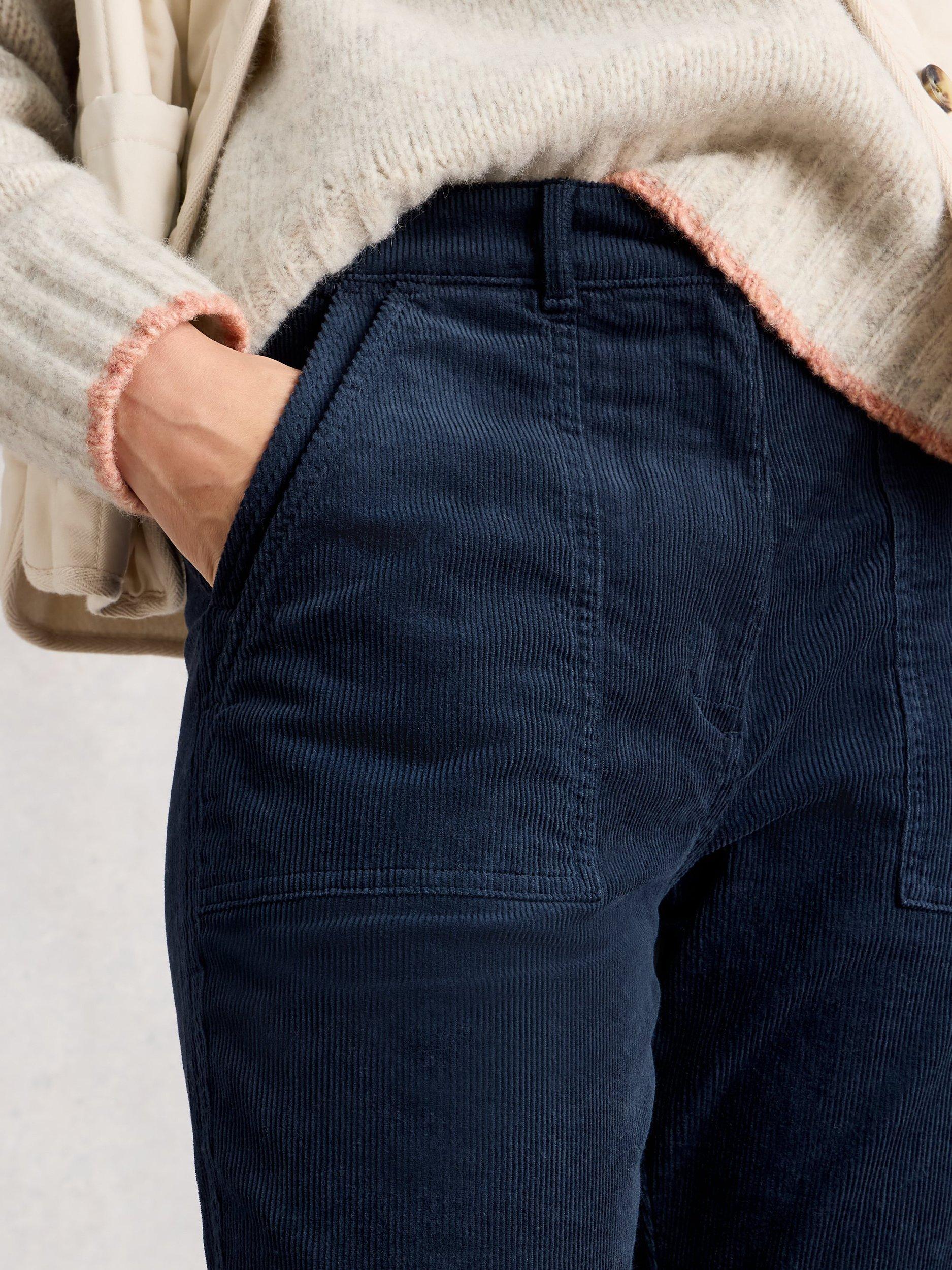 Product image 4 of 6, which shows White Stuff Twister Corduroy Trousers, Dark Navy, 6R