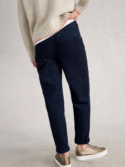 White Stuff Twister Cropped Slim Fit Corduroy Trousers - view 2, Dark Navy
