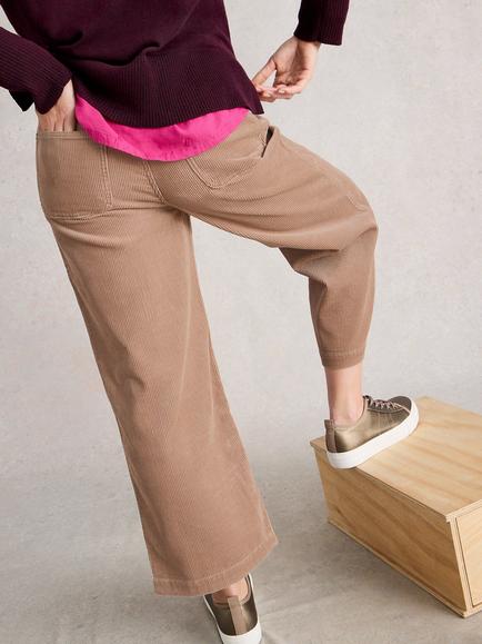 White Stuff Tia Cotton Blend Wide Leg Cropped Trousers - view 2, Natural