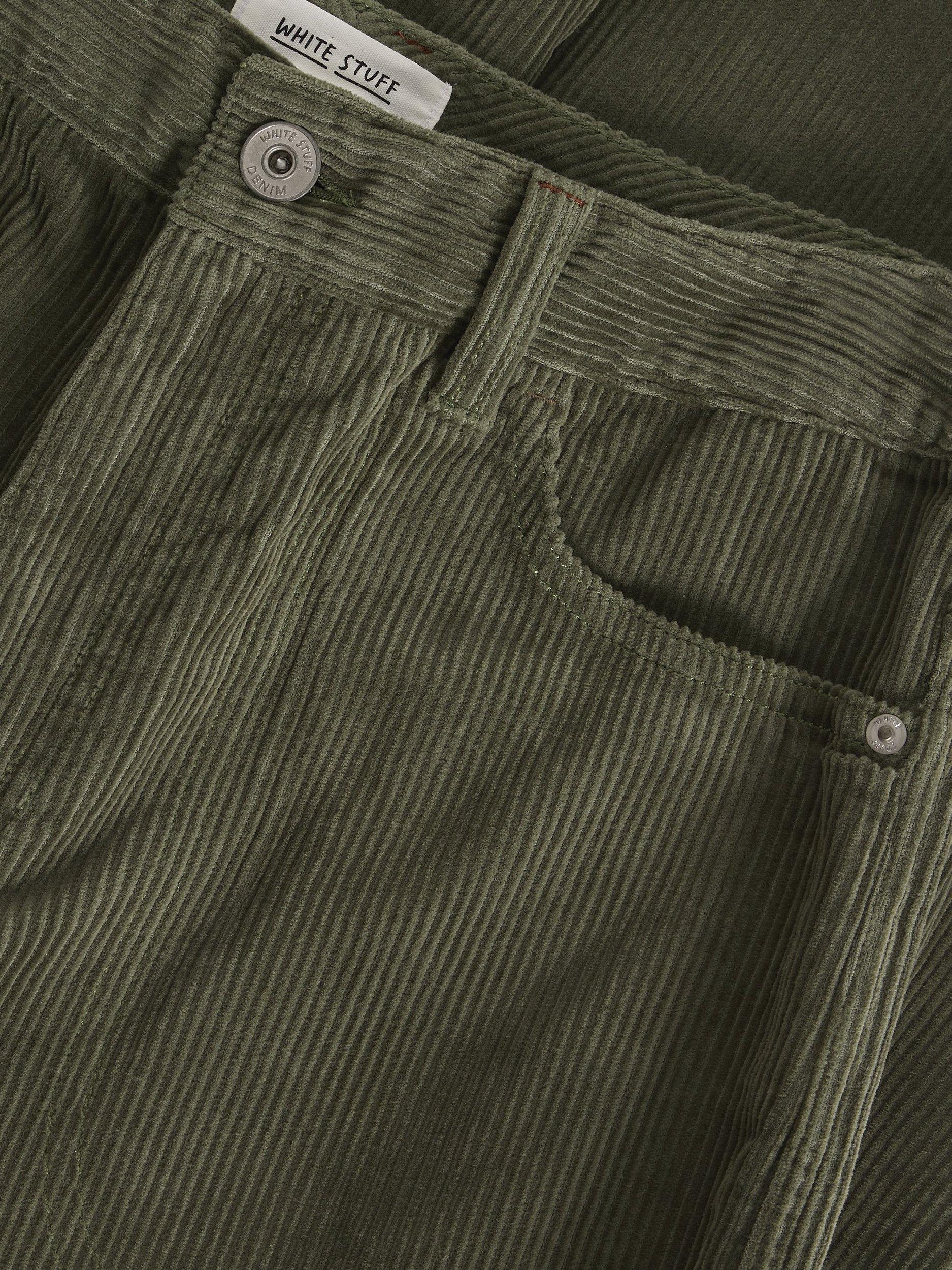 Product image 6 of 6, which shows White Stuff Tia Cropped Corduroy Trousers, Mid Green, 6S