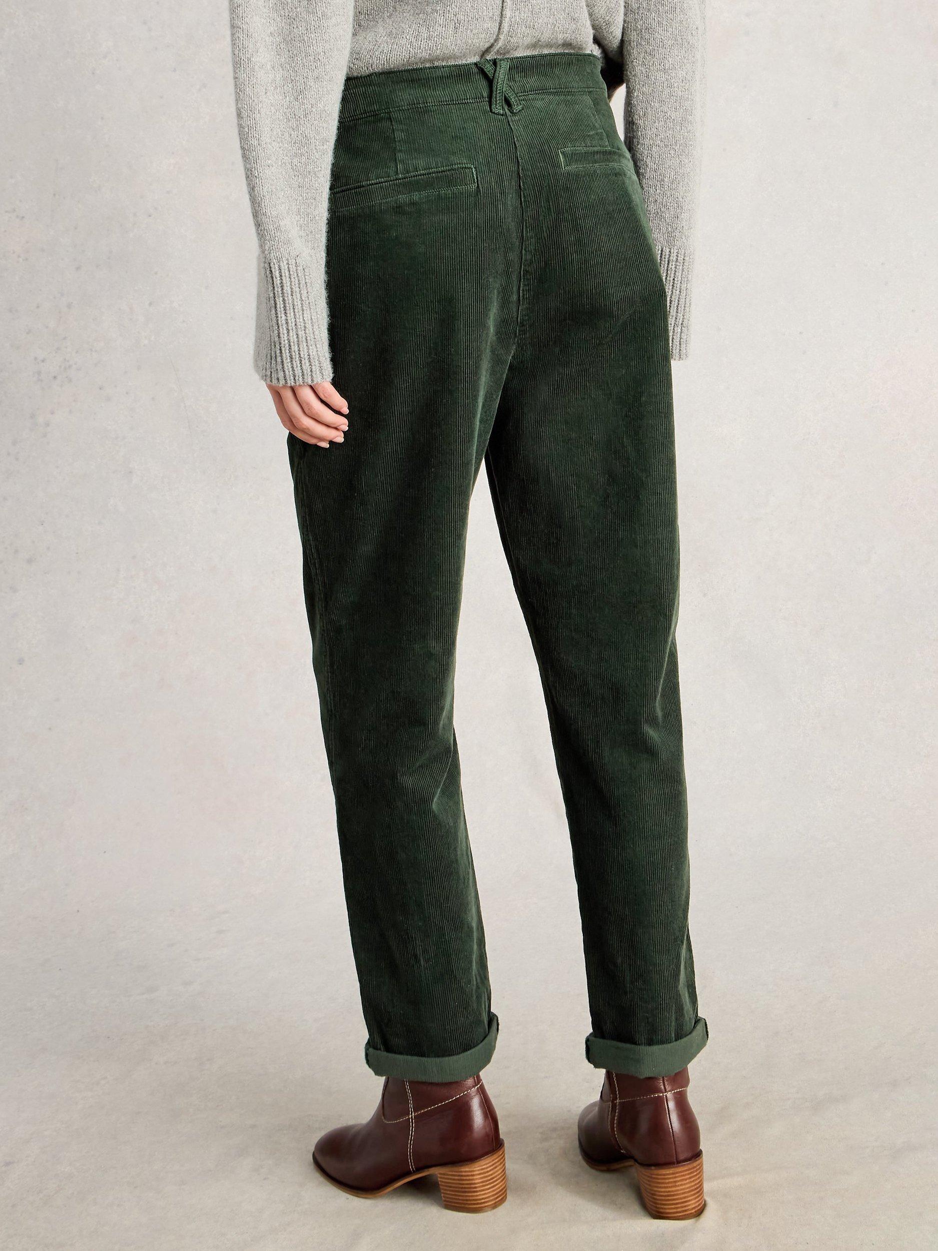 Product image 2 of 6, which shows White Stuff Twister Corduroy Trousers, Dark Green, 14R