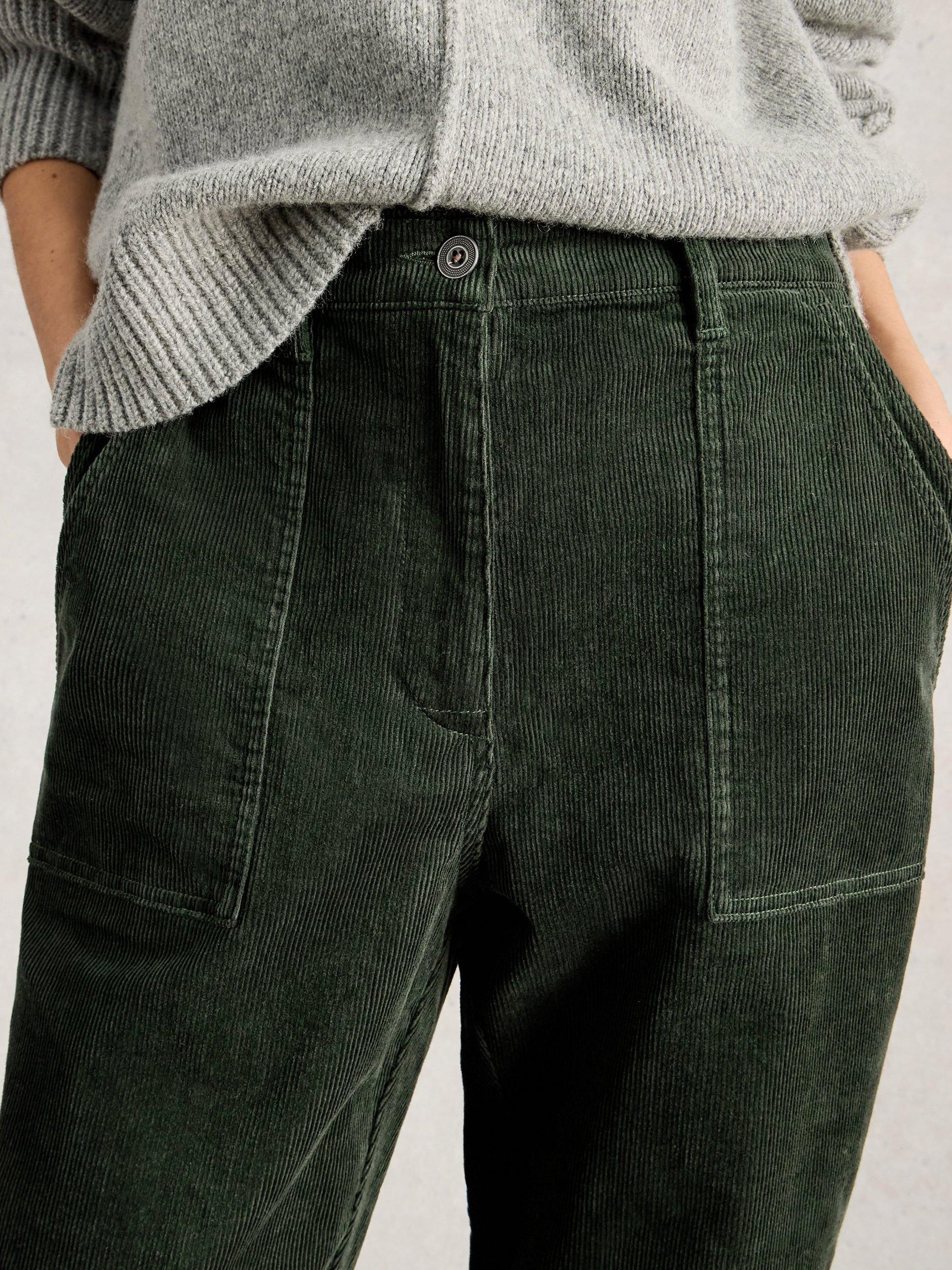 Product image 3 of 6, which shows White Stuff Twister Corduroy Trousers, Dark Green, 14R