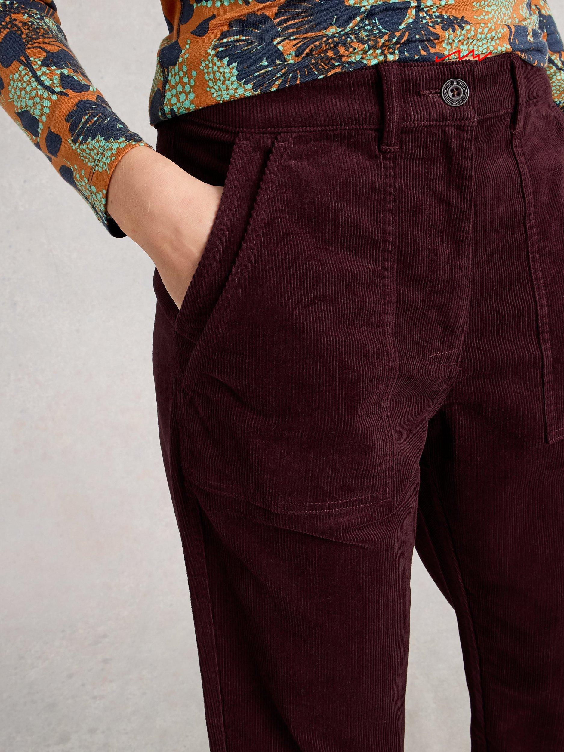 Product image 3 of 6, which shows White Stuff Twister Corduroy Trousers, Dk Plum, 6R