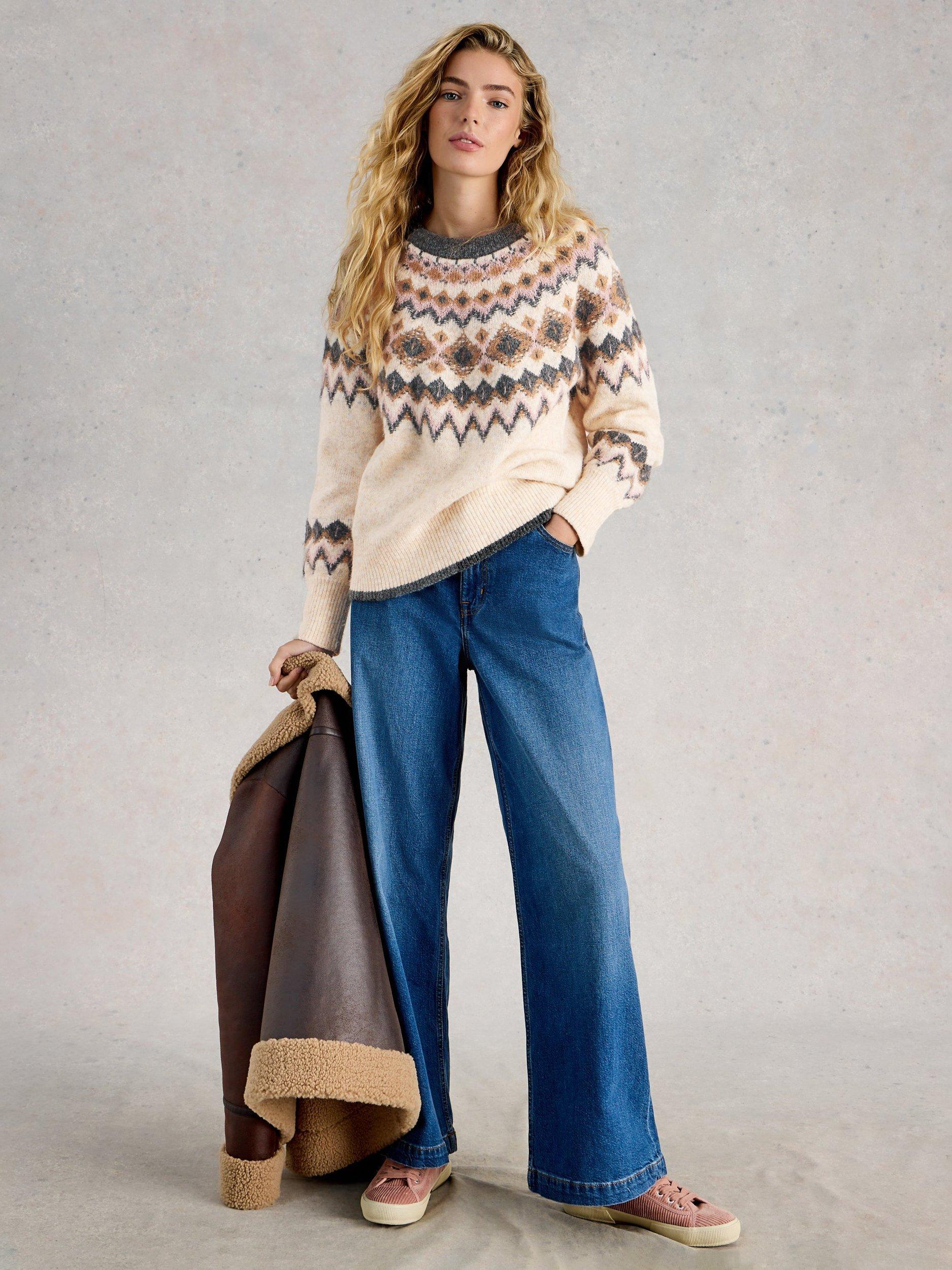 Product image 1 of 6, which shows White Stuff Arctic Fair Isle Jumper, Natural/Multi, 12