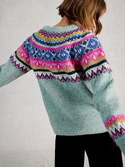 White Stuff Arctic Fair Isle Jumper, Teal/Multi - view 2, Teal/Multi