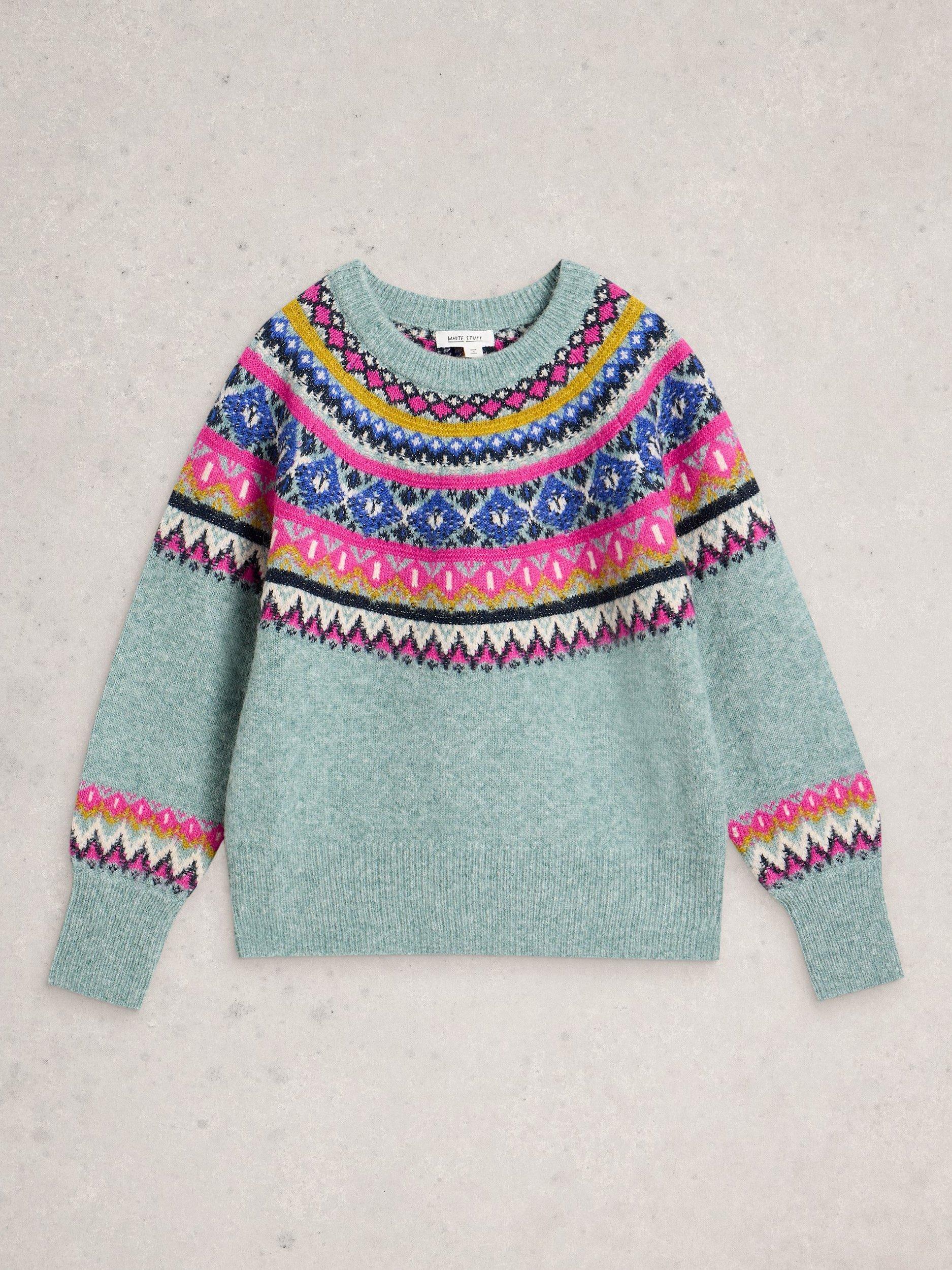 Product image 5 of 6, which shows White Stuff Arctic Fair Isle Jumper, Teal/Multi, 8