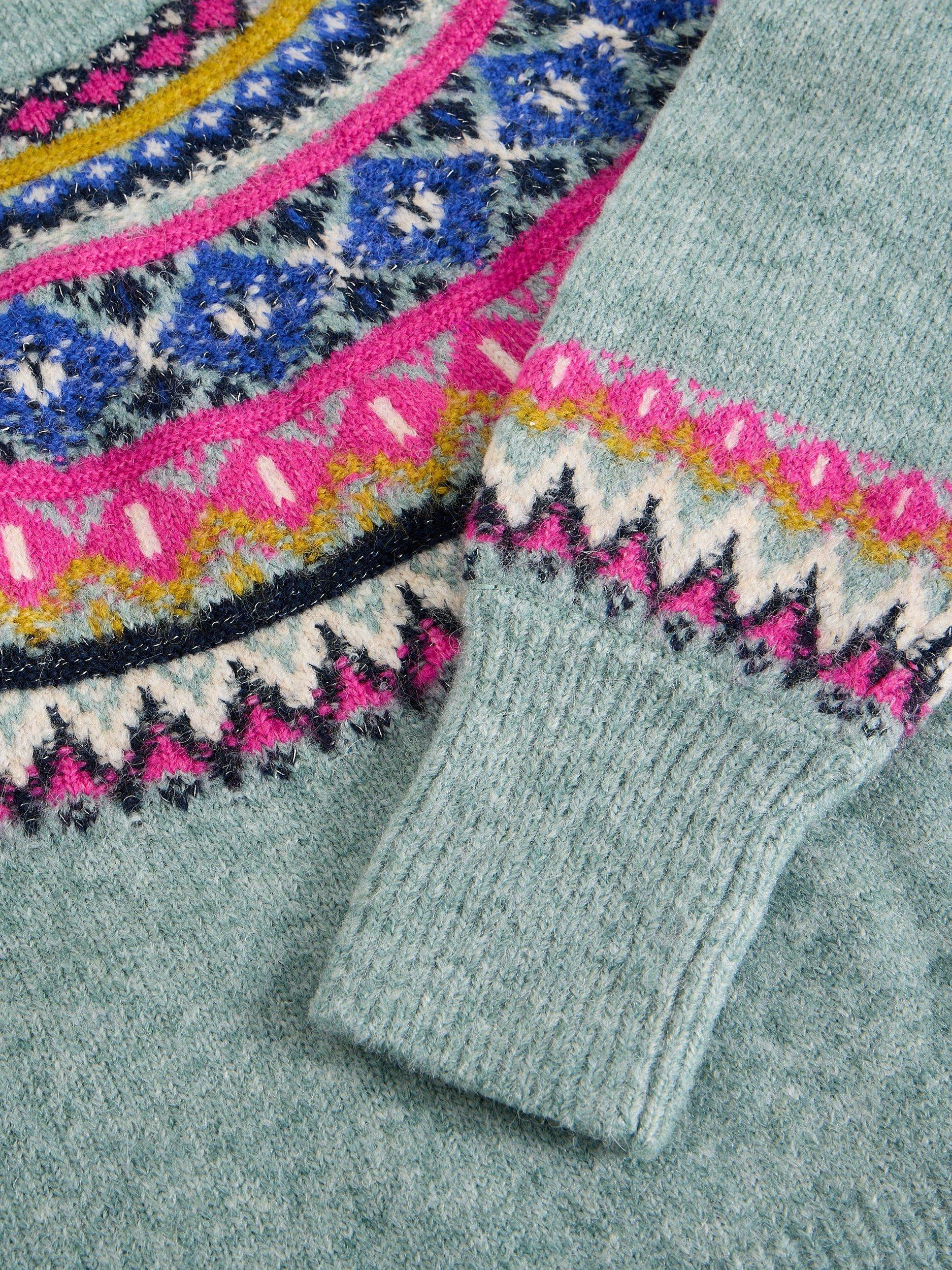 Product image 6 of 6, which shows White Stuff Arctic Fair Isle Jumper, Teal/Multi, 8