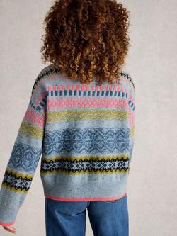 White Stuff Felicity Lambswool Blend Jumper - view 2, Blue/Multi