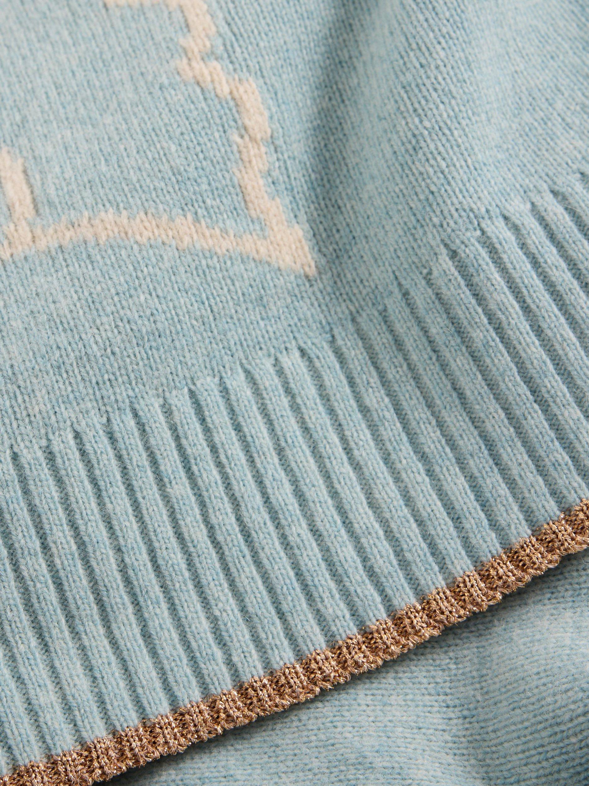 Product image 6 of 11, which shows White Stuff Fenella Embroidered Wool Blend Jumper, Blue/Multi, 10