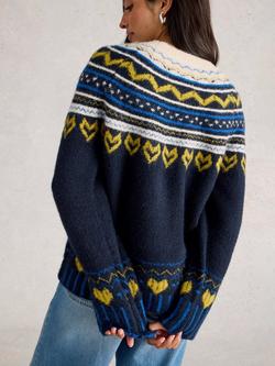 White Stuff Harriet Fair Isle Round Neck Jumper - view 2, Blue/Multi