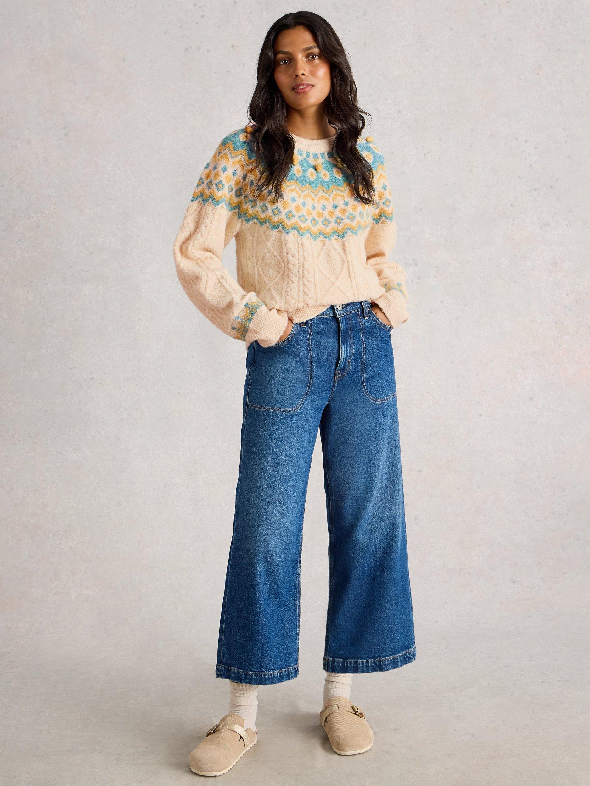 Product image 1 of 6, which shows White Stuff Izzy Fair Isle Jumper, Ivory/Multi, 16